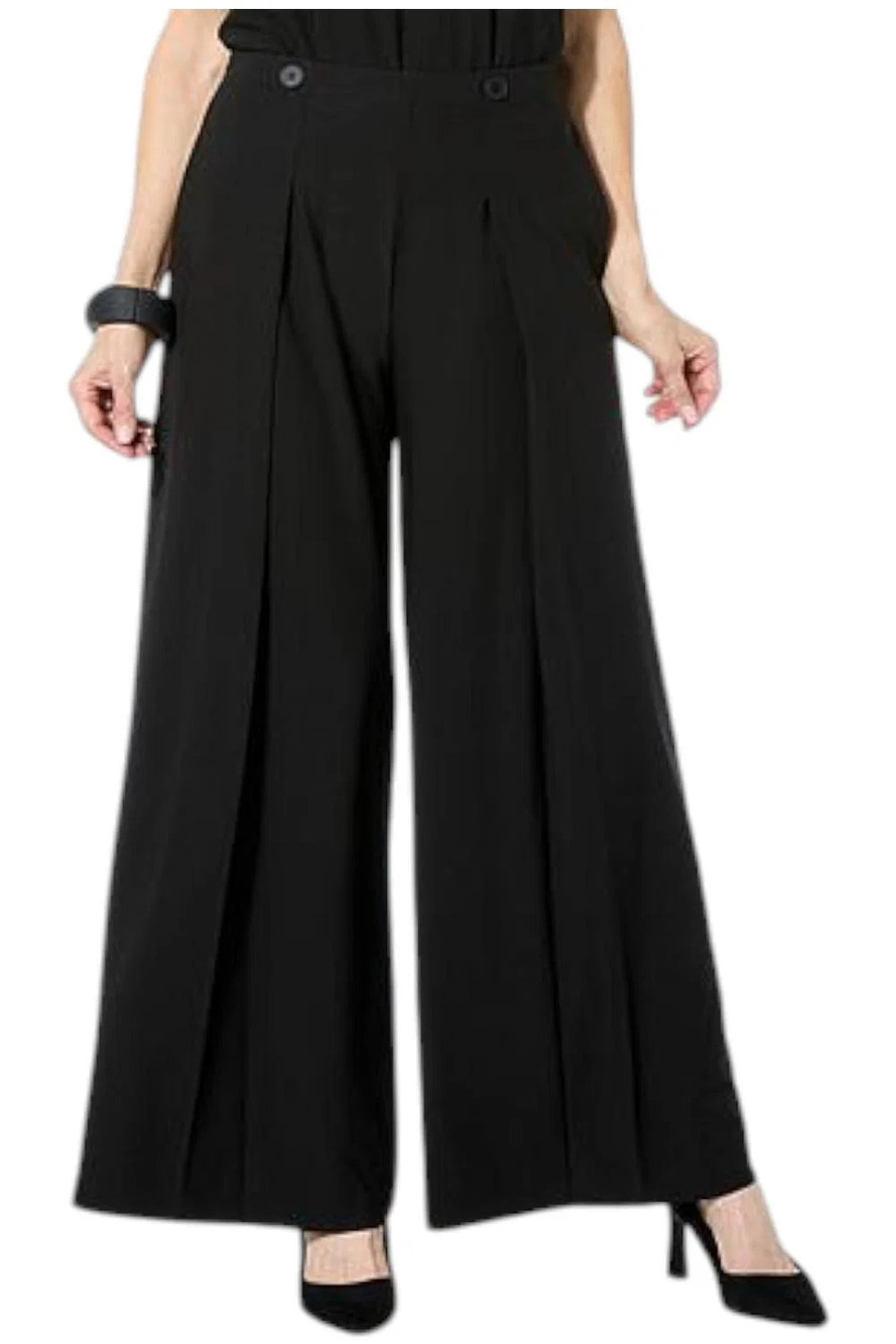 WynneLayers Women's Luxe Crepe Origami Pant Black - Regular